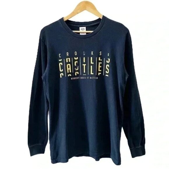 Crooks & Castles Mens Long Sleeve Graphic Print T-Shirt Blue Yellow Medium - Picture 13 of 13